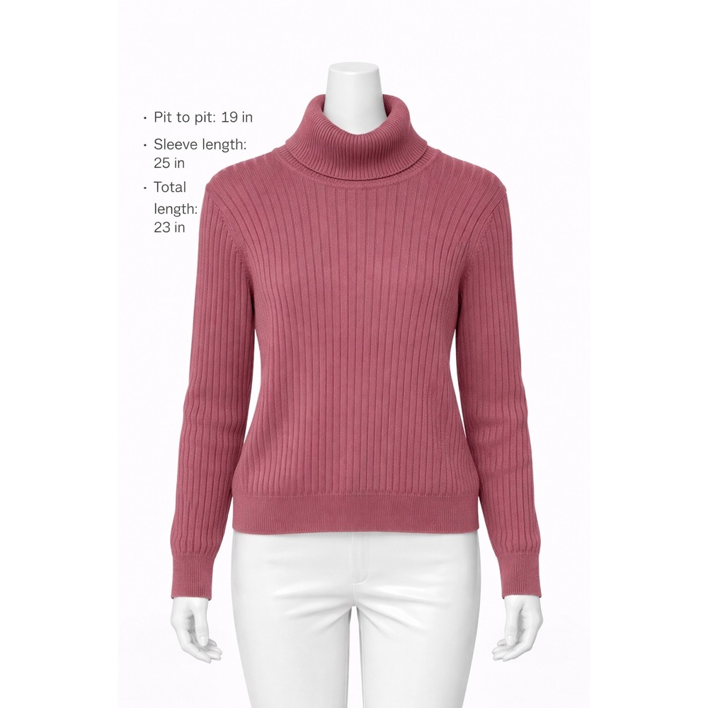 Jeanne‎ Pierre Mauve Ribbed 100% Cotton Turtleneck Classic Women's Medium